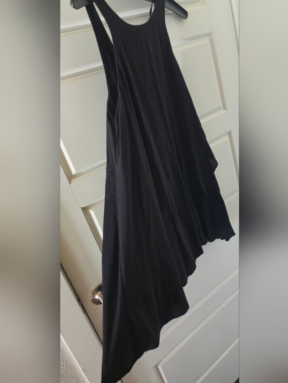 Silence + Noise Summer Dress Sleeveless Rayon L Black Soft Asymmetric Hemline - Picture 11 of 15